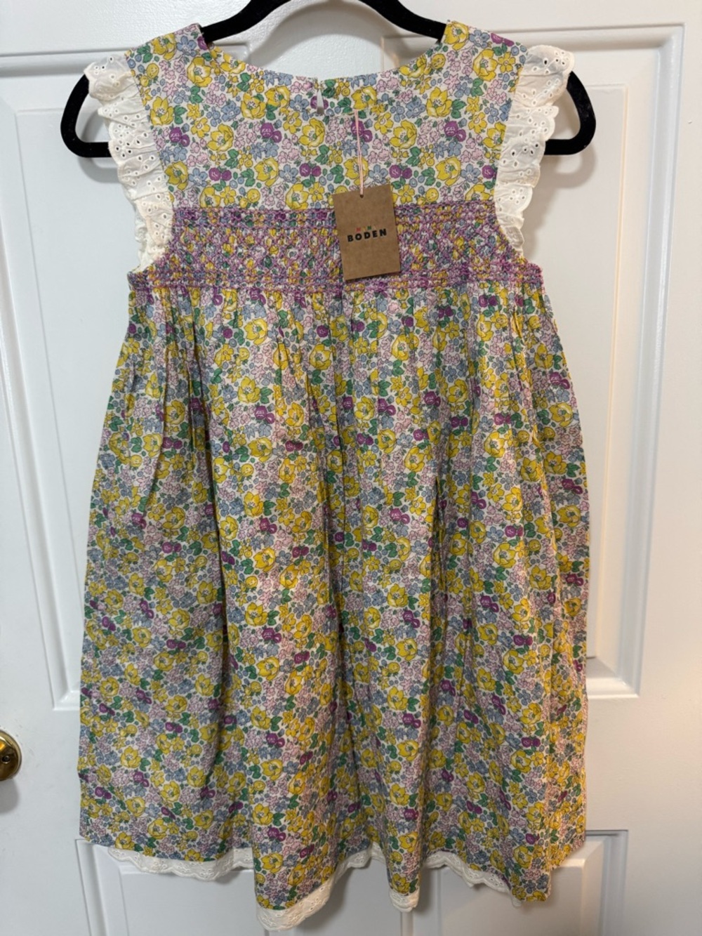 NWT Mini Boden Floral Dress Yellow Purple Summer  Girl’s Size 11-12